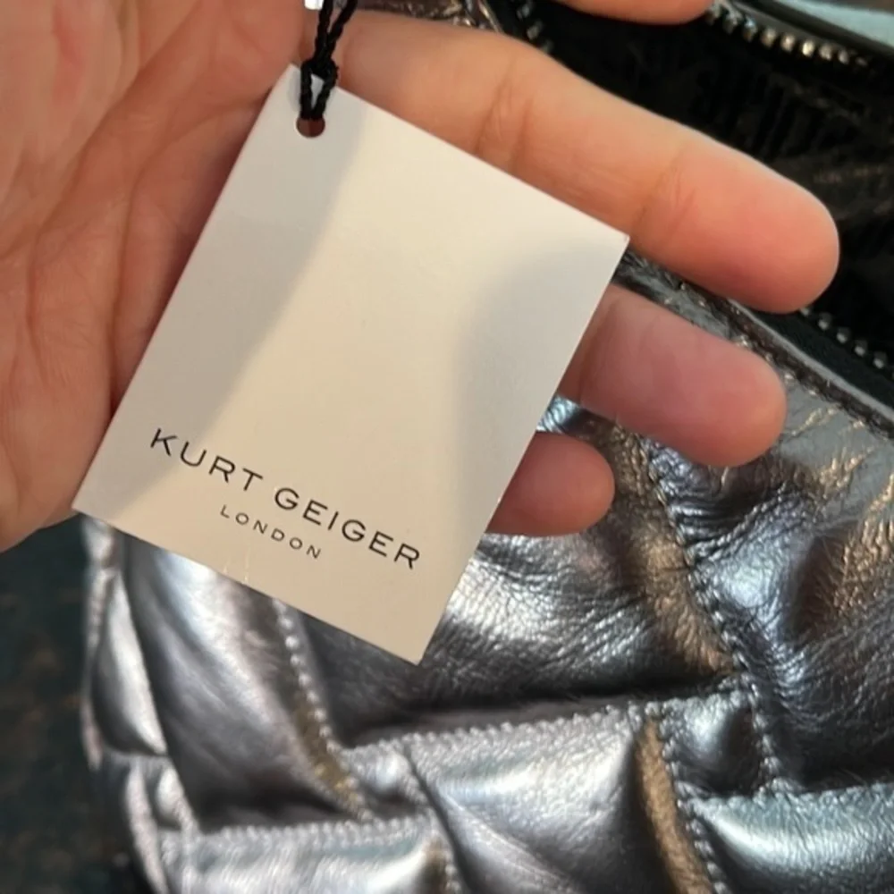 Kurt Geiger Kensington gunmetal quilted hobo bag